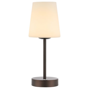 Carson 12.75" Modern Minimalist Iron Rechargeable Integrated LED Table Lamp, Black