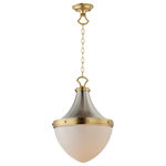 Maxim Lighting International - Conrad 15" Pendant, Satin Nickel / Satin Brass - A traditional lantern design uses a two-tone Satin Nickel and Satin Brass metal work create modern coastal flair. The sloping cone in metal supports a rounded Satin White glass diffuser to softly diffuse the light. Choose from two different sizes to use over a kitchen island or as an entry pendant in traditional or transitional settings.