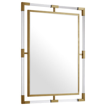 Ghost Mirror, Acrylic/Brushed Gold, Rectangular