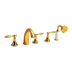 Monaco Luxury Polished Gold Solid Brass Bathtub Faucet Set - Bathtub Faucets