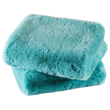 Faux Fur Pillow Shell Set, Blue Turquoise, 2 Piece, 20"x20"