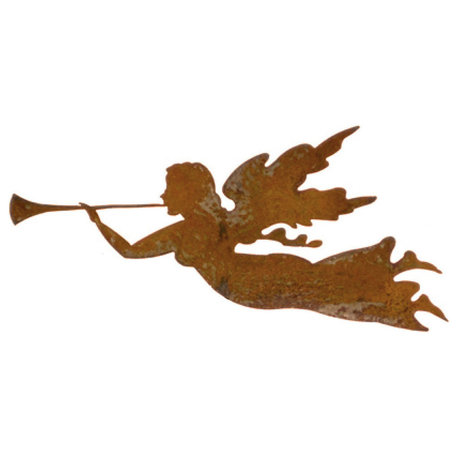 Rustic Christmas Angel Art, Rust Powder Coat, Wall Hanging