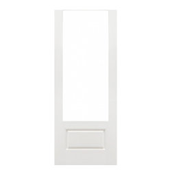 KENT - FIBERGLASS FRENCH DOOR 1-LITE WITH 1-PANEL BOTTOM WITH WHITE BRUSHED GRAIN AND SHAKER STICKING GLASS STOP - EXTERIOR GRADE (1-3/4&rdquo;) - Front Doors