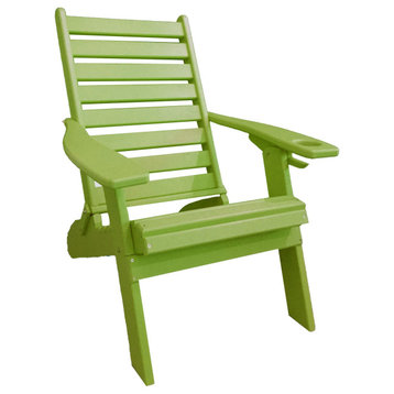 Adirondack Chair With Cup Holder, Tropical Lime Green, With Smart Phone Holder
