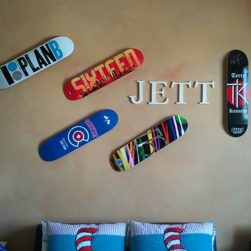 Skateboards in kids room