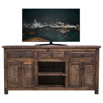 Benson Media Console, Antique Brown, 72x20x32