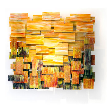 "Autumn" Glass and Metal Wall Sculpture