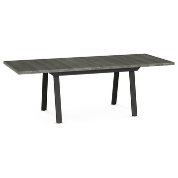 Amisco Kane Extendable Dining Table, Grey Distressed Wood / Dark Brown Metal