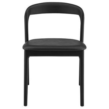Estelle Side Chair With Black Leatherette Seat and Black Wood Frame Set of 1