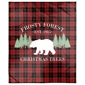Frosty Forest Christmas Trees 50x60 Sherpa Fleece Blanket