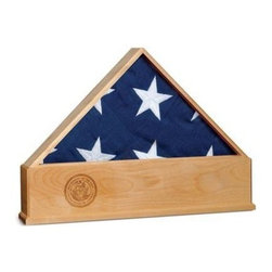 Oak US Flag Display Case with Engraved Navy Emblem - Products
