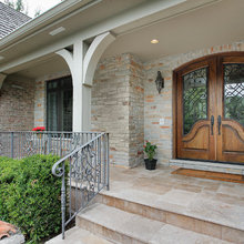 front porch, doors, stone,brick