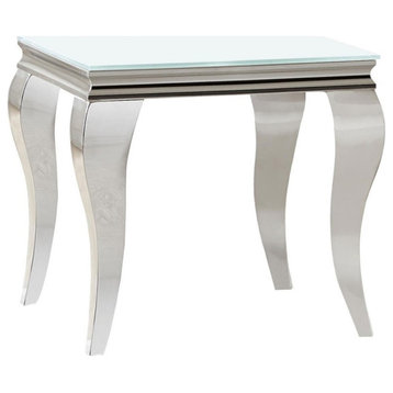 Coaster Luna Modern Metal Square End Table in White and Chrome