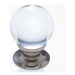 POLISHED NICKEL FINISH 31\\% LEADED CRYSTAL 30MM SMOOTH ROUND KNOB - Cabinet And Drawer Knobs