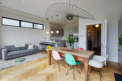 This is an example of a modern dining room in London.