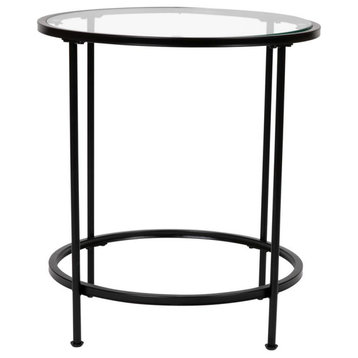 Astoria Collection Round End Table - Modern Clear Glass Accent Table with...