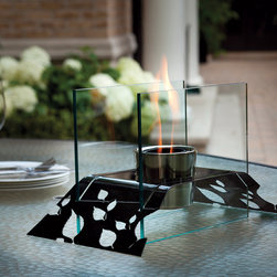 DecorPro 17'' x 10.5'' Leaf Tabletop Black Fireburner D10008 - Tabletop Fireplaces