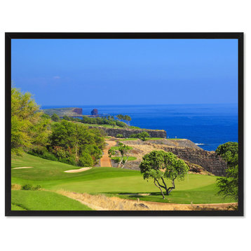 Coastal CA Golf Course Photo Print on Canvas with Picture Frame, 13"x17"