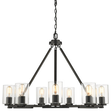 Monroe 9-Light Chandelier, Black With Clear Glass