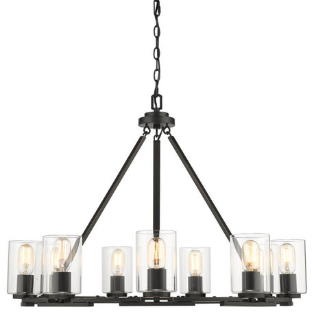 Monroe 9-Light Chandelier, Black With Clear Glass