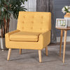 GDF Studio Eilidh Buttoned Mid Century Modern Muted Yellow Fabric Chair