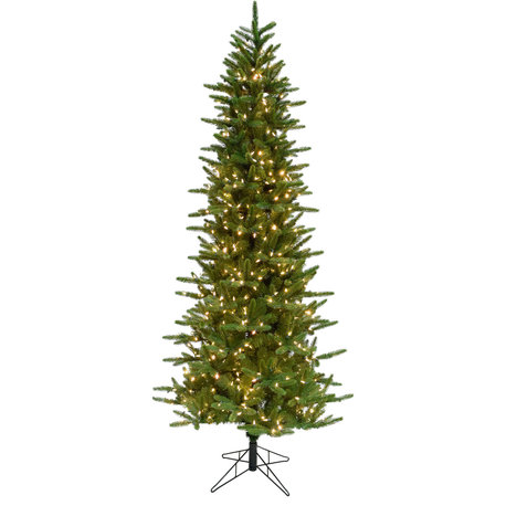 9' Carmel Pine Slim Artificial Christmas Tree, Clear Led String Lights