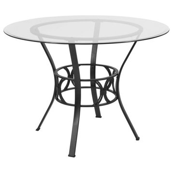 Flash Furniture 42" Round Glass Top Dining Table in Clear Black