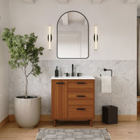 The Bailey Bathroom Vanity, Teak, 30", Single Sink, Freestanding