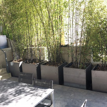 Corten steel planters with Bamboo