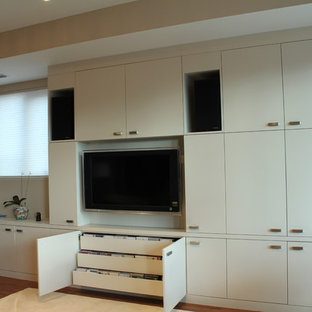 Inspiration for a contemporary home theater remodel in Ottawa