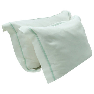Pillow Case Cover White With Mint Piping Linen, White Mint, White Mint, Euro Sha