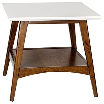 Madison Park Parker Mid-Century Modern Natural Wood End Table, Pecan