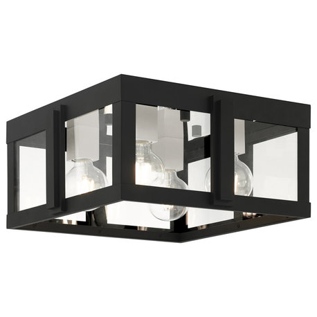 Black Art Deco, Sophisticated Outdoor Flush Mount