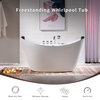 59" L x 28.7" W White Acrylic Center Drain Freestanding Whirlpool Tub
