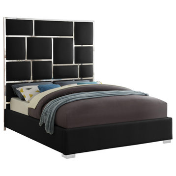 Milan Faux Leather Bed, Black, King