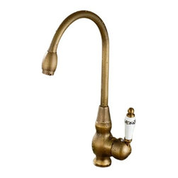 Giorgia Antique Brass & Ceramic Hot and Cold Brass Kitchen Sink Faucet - Kitchen Faucets