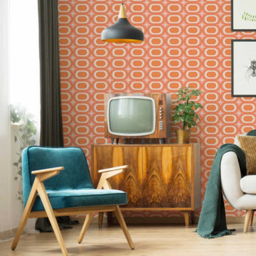 ModOval Orange ModPaper: Midcentury and Retro Wallpapers