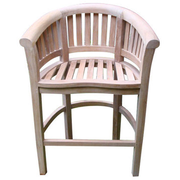 Kensington Curved Arm Counter Chair, Grade A Teak, Counter 5" Lower Then Bar