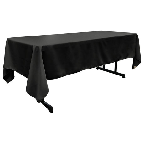 LA Linen Rectangular  Polyester Poplin Tablecloth, Black, 60"x102"