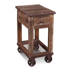 50 Most Por Side Tables And End With Wheels For 2019 Houzz Crafters And Weavers Addison Loft Rustic Solid Wood Side Table On Casters Tables
