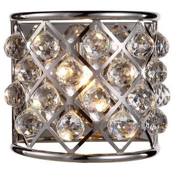 1214 Madison Collection Wall Sconce, Polished Nickel/Clear