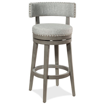 Hillsdale Lawton 40" Wood Contemporary Bar Stool in Gray Finish