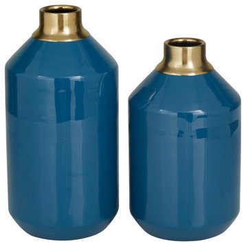 Modern Blue Metal Vase Set 561029