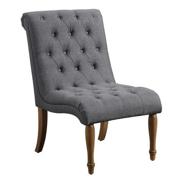 Iris Tufted Upholstered Slipper Chair, Gray
