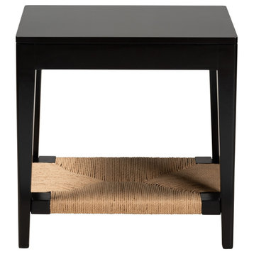 Modern Bohemian Black Finished Wood End Table