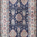 Nourison - Nourison Fulton 2'3" x 7'6" Navy Vintage Indoor Area Rug - Add an extra layer of coziness to your space with this navy-blue vintage-inspired rug from the Fulton Collection. The ornately printed Persian pattern, finished with a wide border and artful fade, brings timeless style home. With a flat pile that does not shed and a non-slip backing, this traditional rug fits seamlessly in a variety of settings including your living room, bedroom, dining room, and kitchen.
