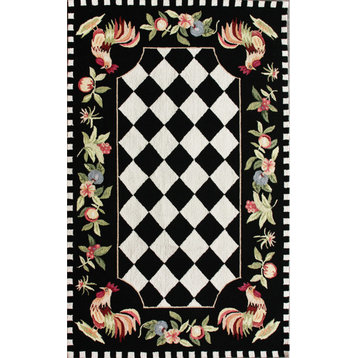 Hand Hooked Rooster Area Rug, 8'6"x11'6"