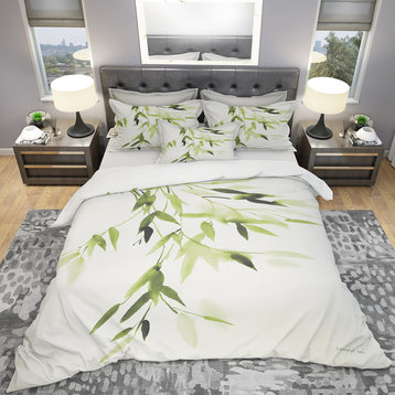 Simplist Bamboo Leaves I Cottage Duvet Cover Set, Twin