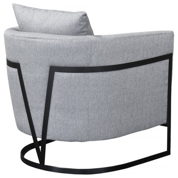 Swan Accent Chair With Black Iron Finish Gray Fabric
