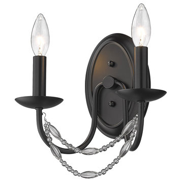 Mirabella 2 Light Sconce In Matte Black With Crystal (7644-2W BLK)